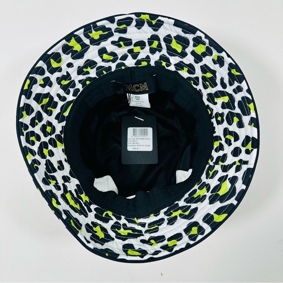 MCM Leopard Print Bucket Hat Multi Logo Embroidered Adjustable NWT - Picture 12 of 16